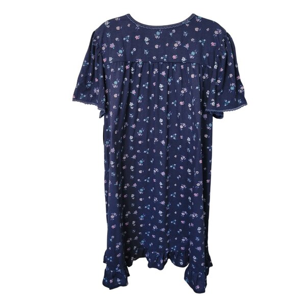 Dreams Co Blue Floral Nightgown 4X Cotton Long Modest House Dress‎ Lounge - Picture 2 of 7